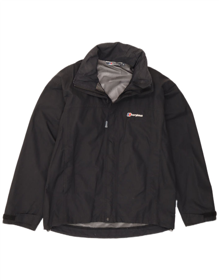 Jaqueta de chuva masculina Berghaus com capuz UK 38 médio preto nylon