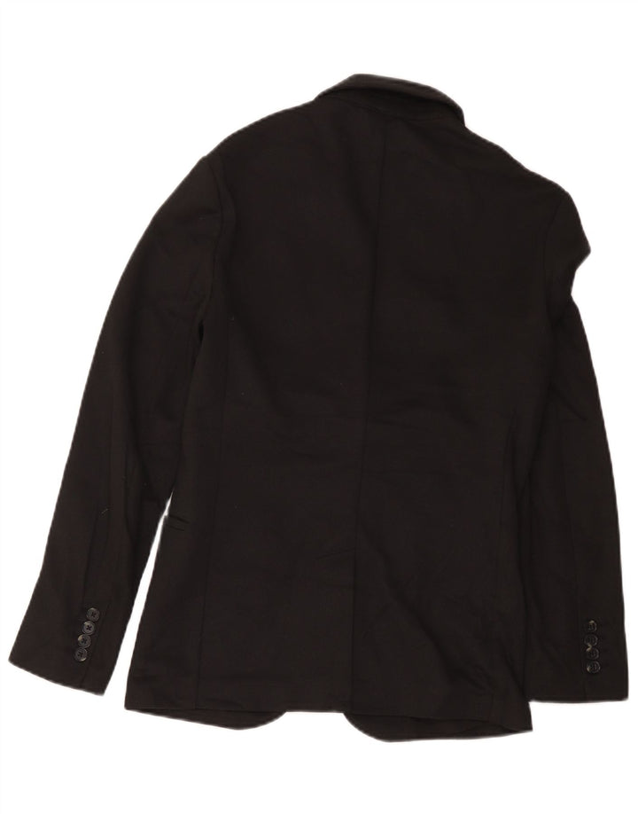Jaqueta blazer feminina Zara com 2 botões Reino Unido 36 poliéster preto pequeno