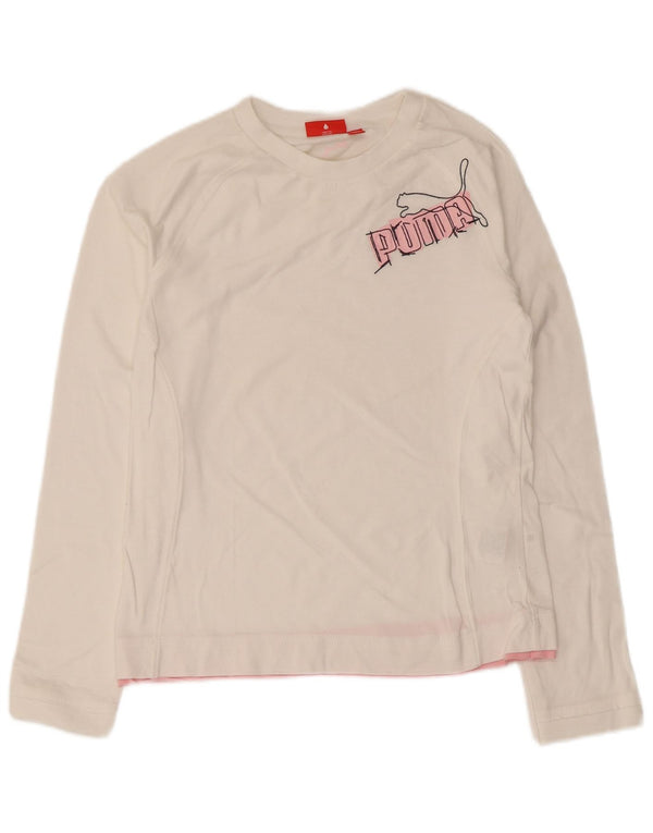Puma Girls Graphic Top manga comprida 13-14 anos algodão branco