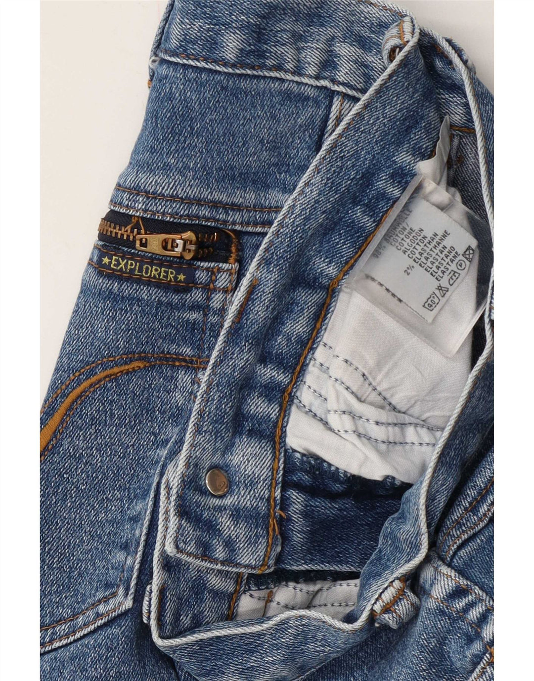 Jeans retos femininos Explorer W26 L30 algodão azul