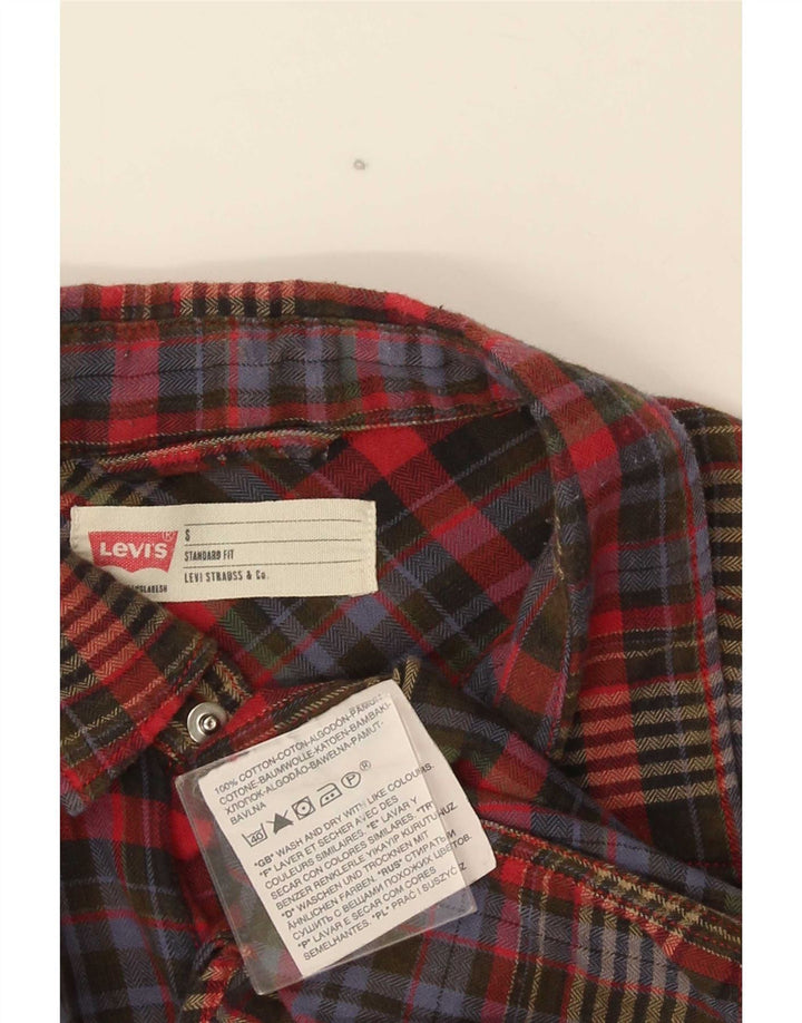 Camisa masculina de flanela Levi's Standard Fit pequena de algodão xadrez multicolorido