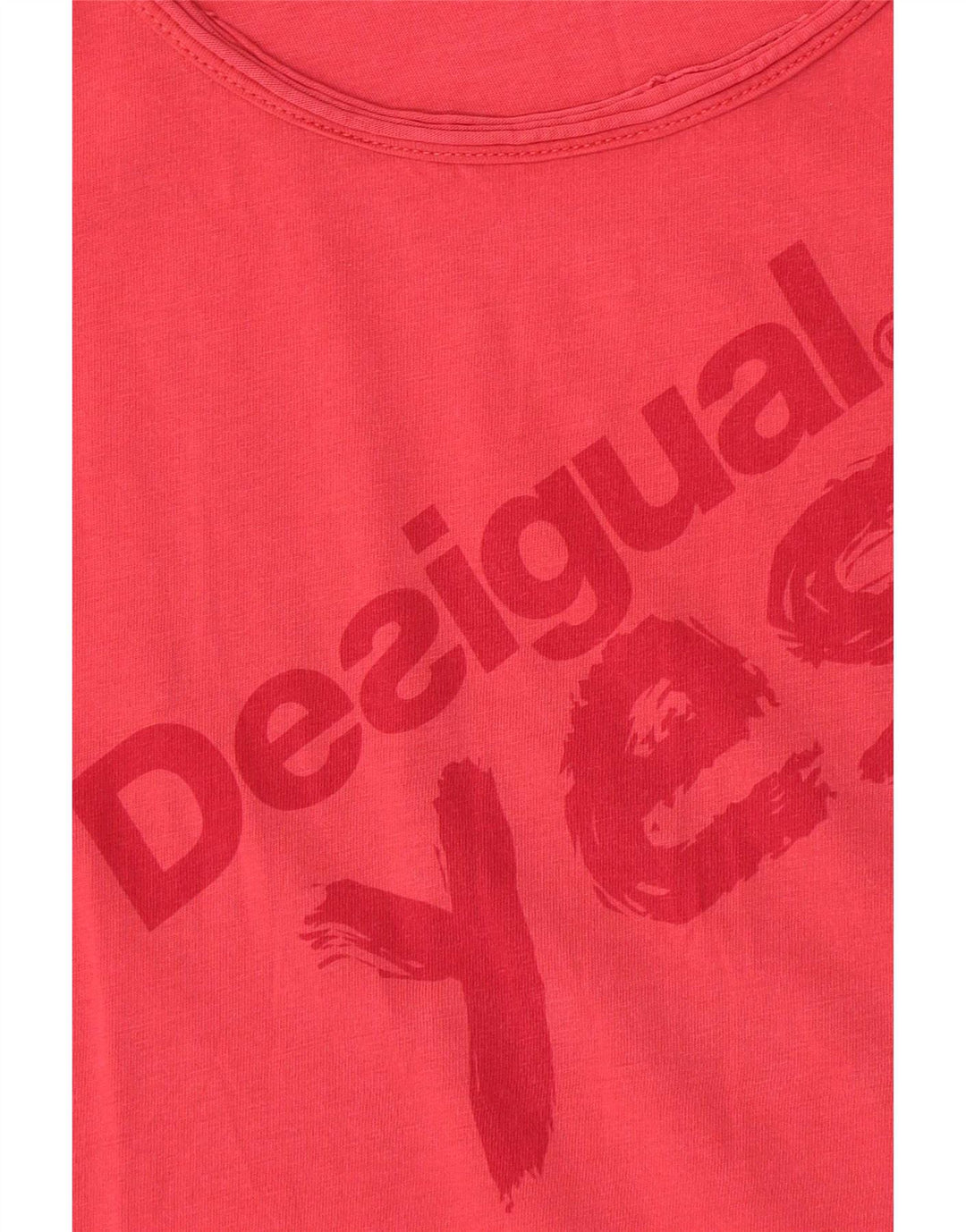 Desigual Camiseta feminina gráfica Top UK 14 rosa médio