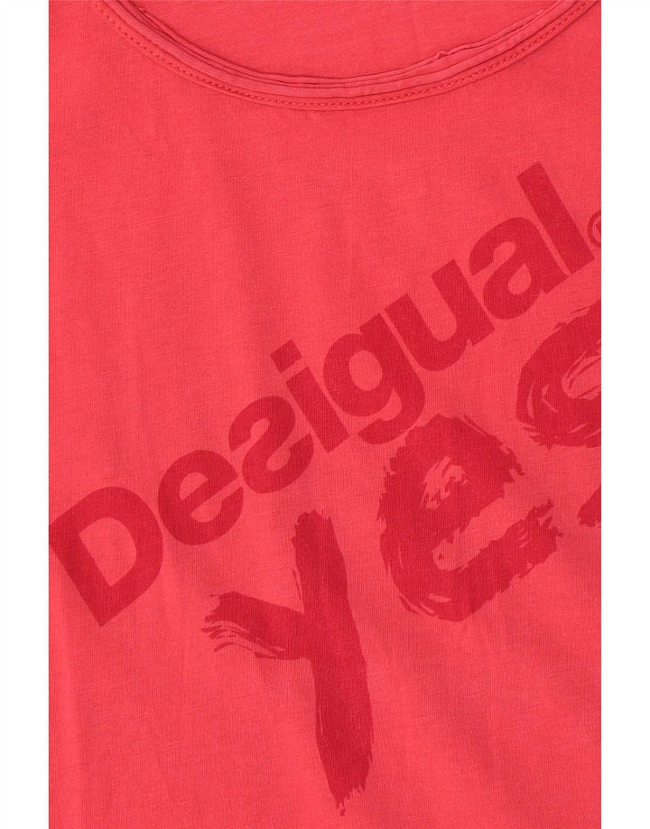 Desigual Camiseta feminina gráfica Top UK 14 rosa médio