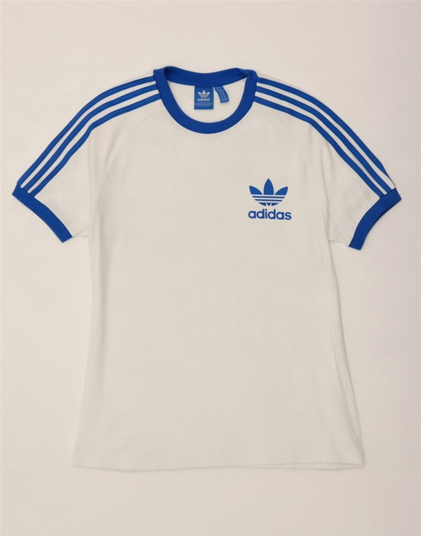 Adidas Mens Camiseta Top Médio Algodão Branco