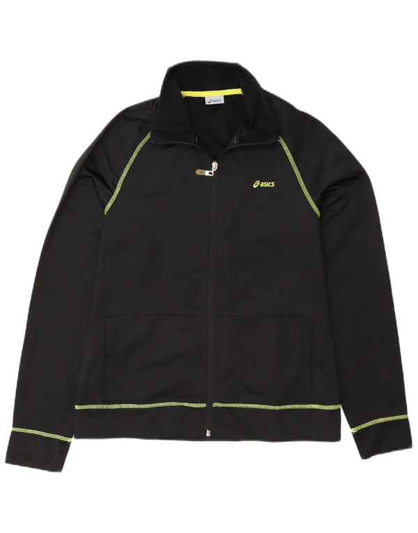 Asics Womens Tracksuit Top Jacket UK 12 Médio Preto Poliéster