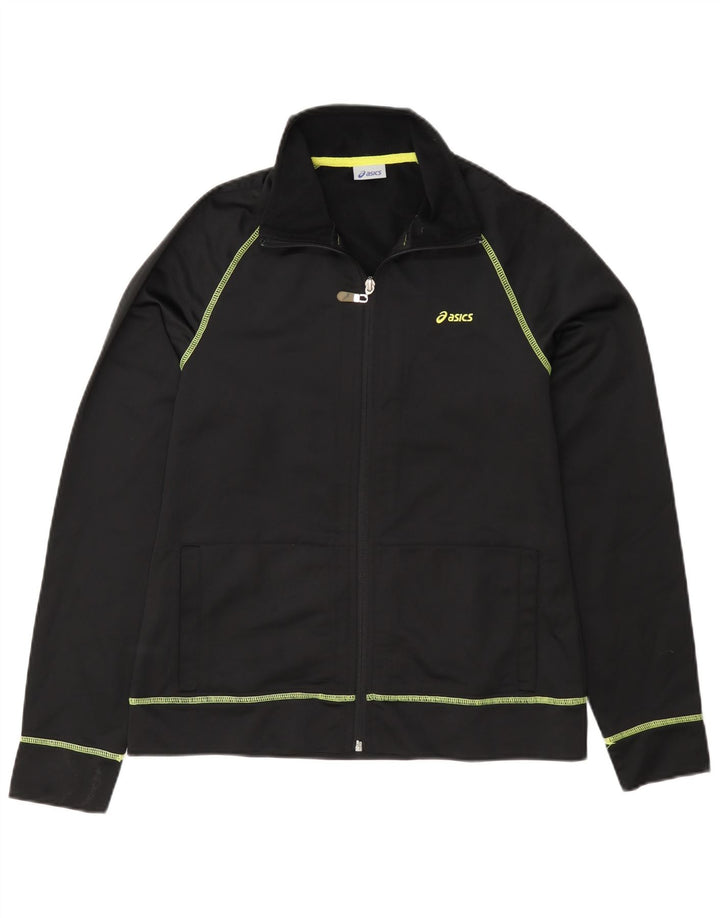 Asics Womens Tracksuit Top Jacket UK 12 Médio Preto Poliéster
