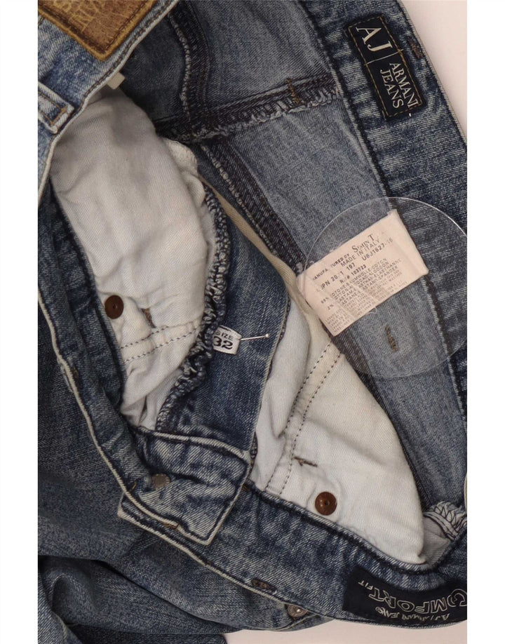 Calça jeans reta masculina Armani W32 L32 azul algodão