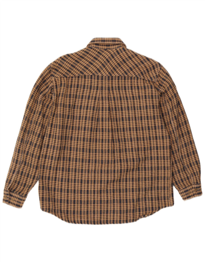 Camisa masculina de flanela Marlboro Classics grande algodão xadrez bege