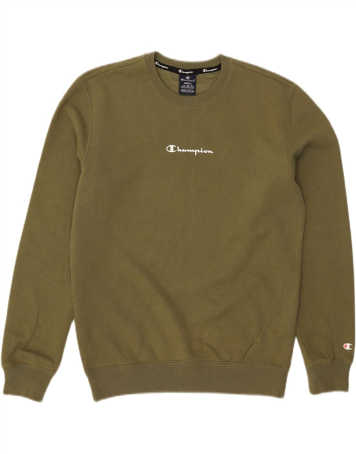 Champion moletom masculino jumper pequeno algodão cáqui