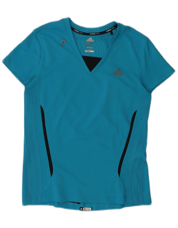 Adidas Womens Climacool T-Shirt Top UK 16 Large Blue Colourblock
