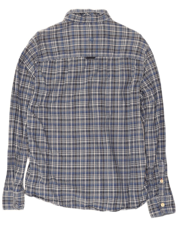 Camisa masculina de flanela com ajuste clássico xadrez Fat Face algodão azul médio