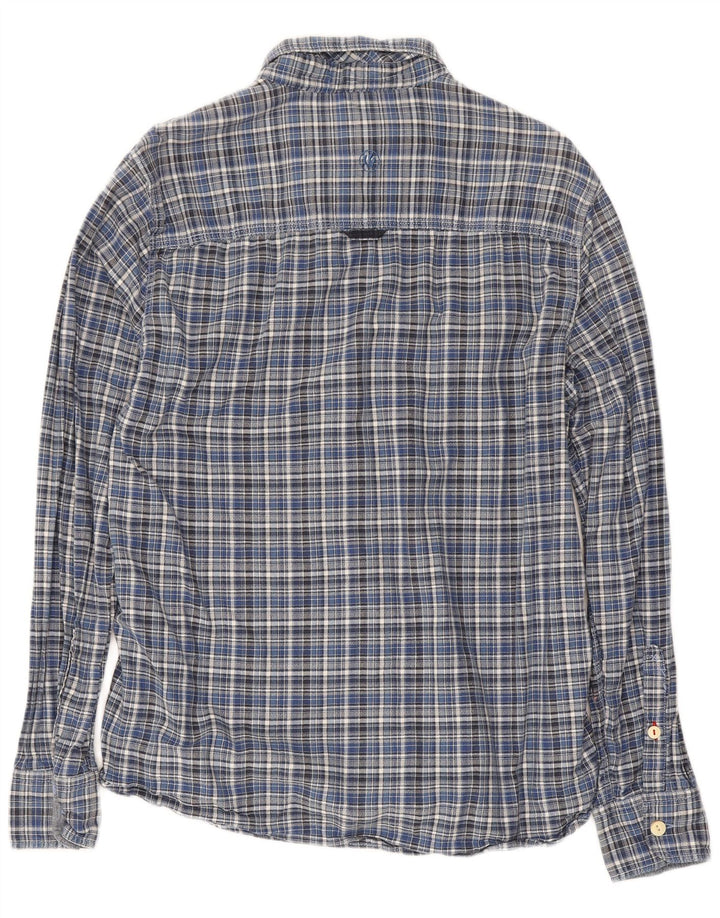 Camisa masculina de flanela com ajuste clássico xadrez Fat Face algodão azul médio
