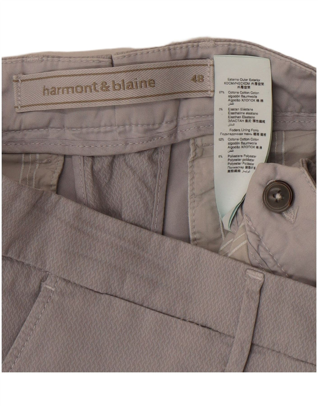 Calça Chino Slim Masculina Harmont & Blaine IT 48 Médio W36 L28 Algodão Cinza