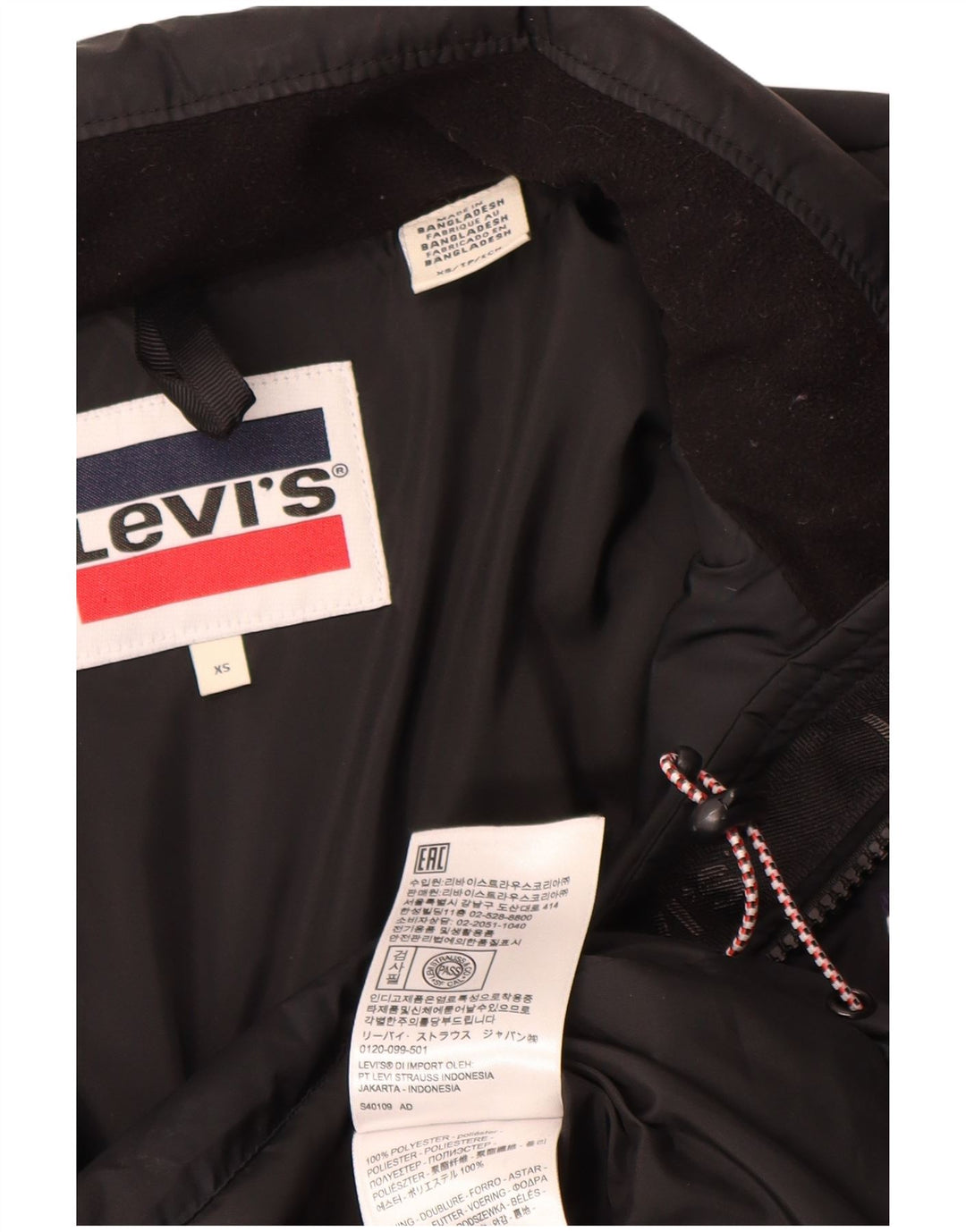 Jaqueta acolchoada feminina Levi's Loose Fit UK 6 XS poliéster preto