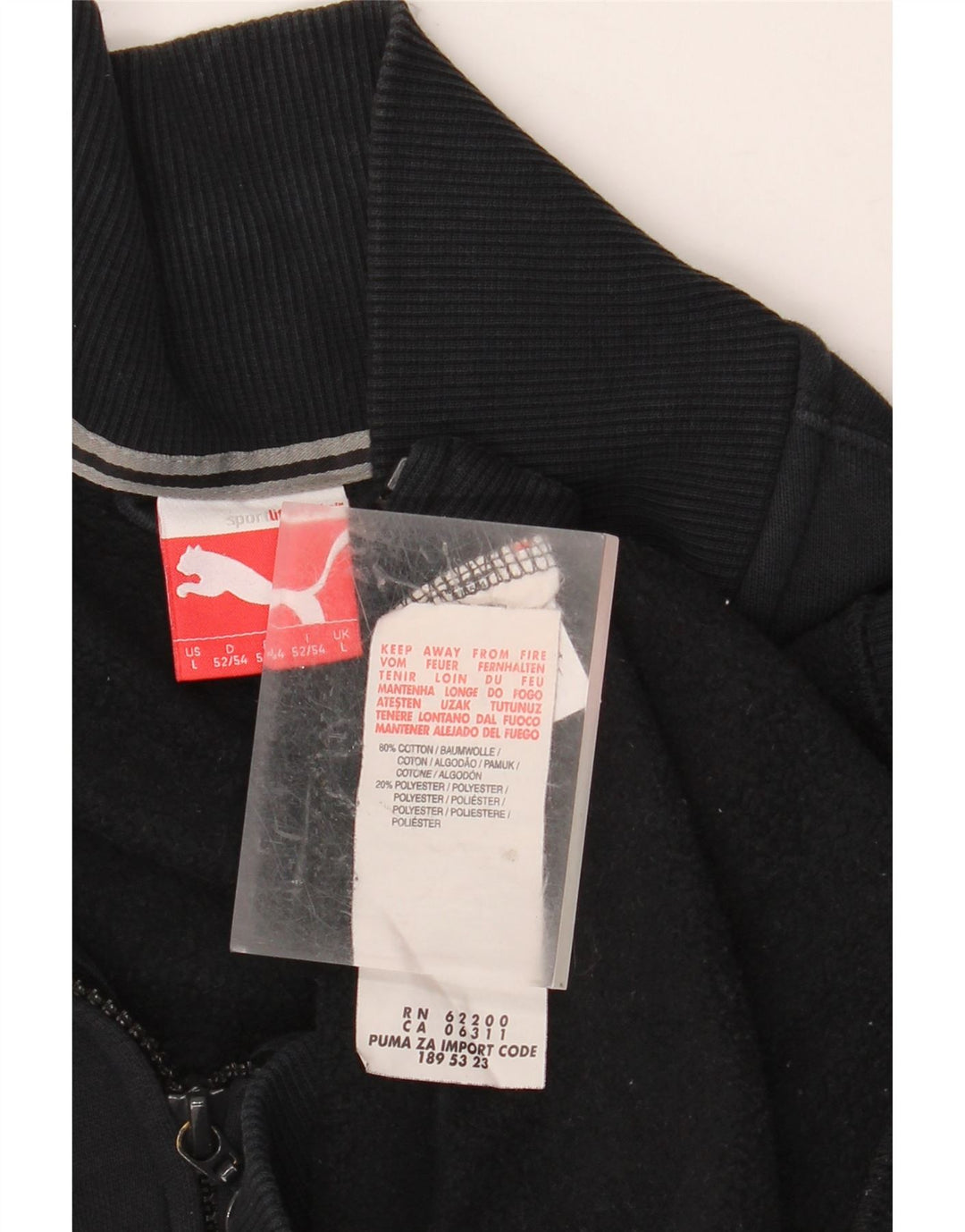 PUMA Mens Graphic Tracksuit Top Jaqueta Grande Algodão Preto