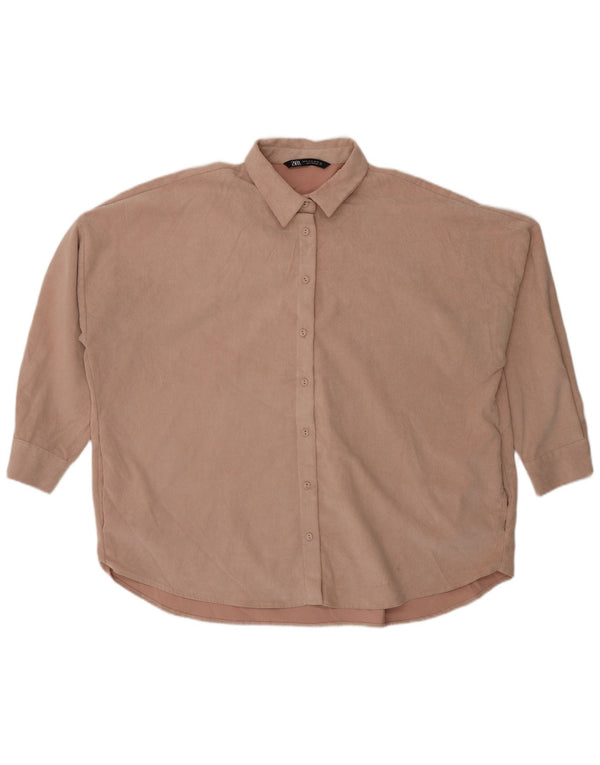 Zara Camisa feminina de veludo oversized UK 18 XL rosa
