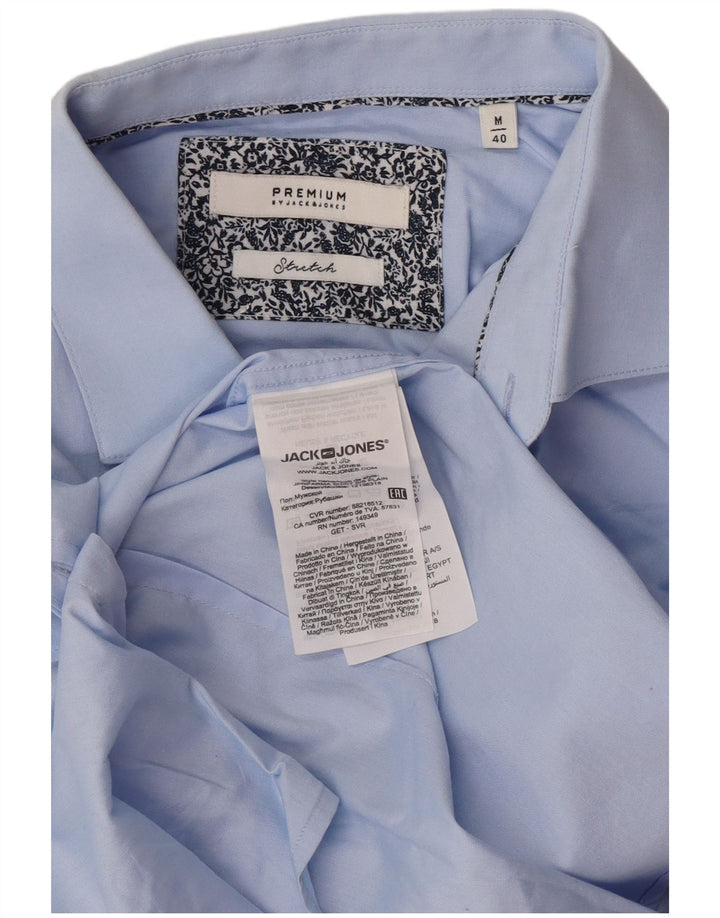 Camisa masculina de manga curta Jack & Jones tamanho 40 algodão azul médio