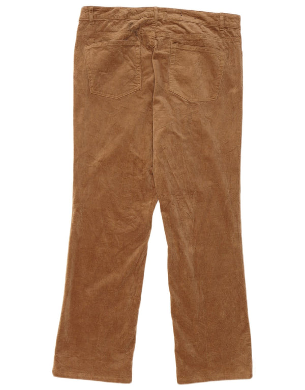 Calça feminina reta de veludo cotelê Chaps US 14 XL W36 L29 algodão bege