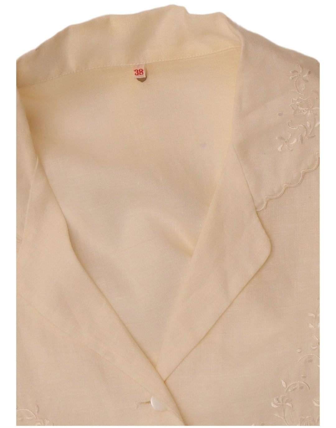 Blusa feminina vintage de manga curta UE 38 Médio Off White