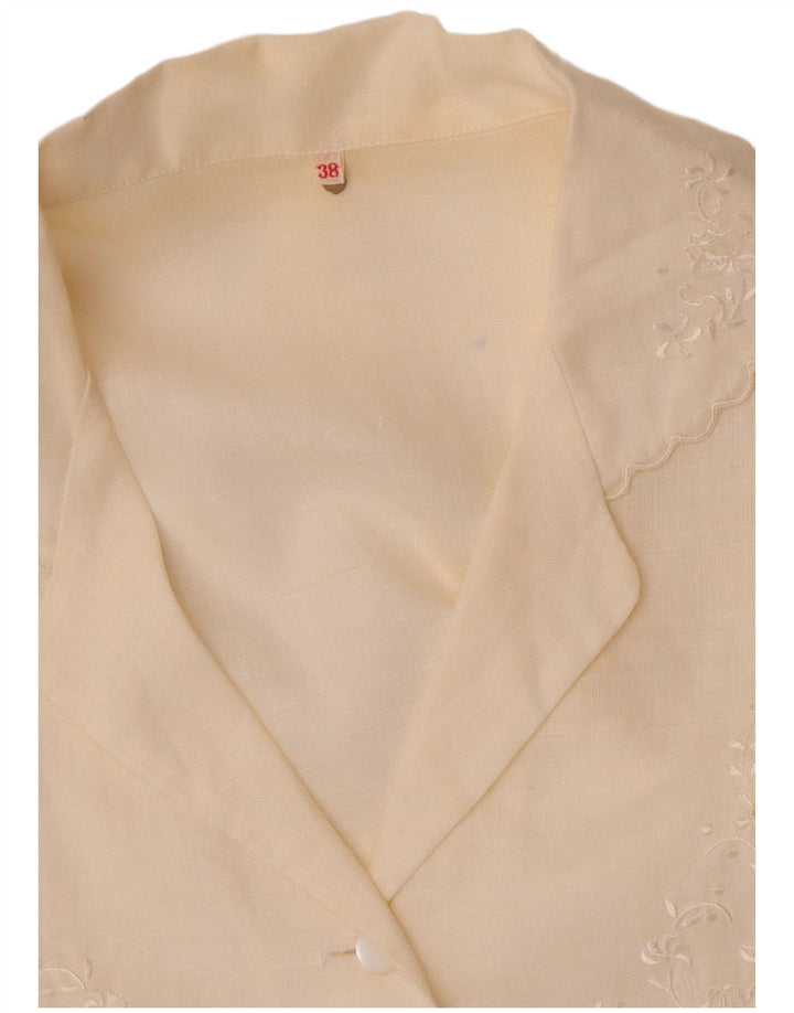 Blusa feminina vintage de manga curta UE 38 Médio Off White