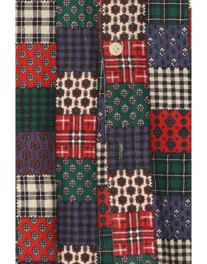 Camisa masculina vintage de ajuste regular médio patchwork multicolorido
