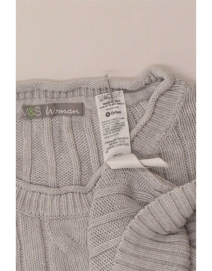 Suéter feminino Marks & Spencer com gola redonda Reino Unido 12 algodão azul médio