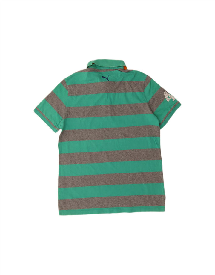 Camisa polo masculina PUMA grande listrada verde