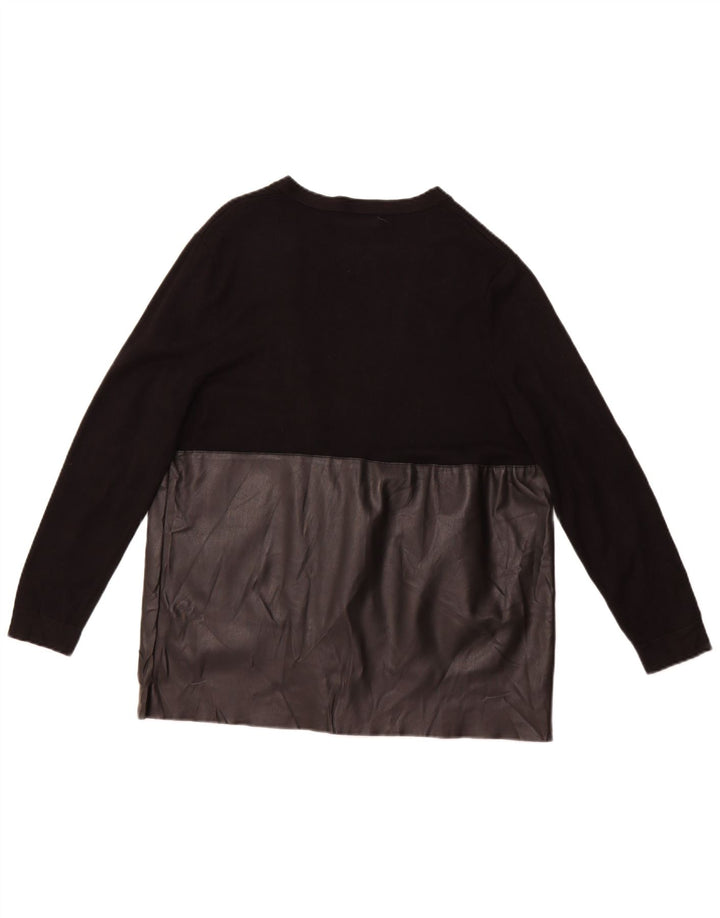 Suéter cardigã feminino grande ZARA UK 10 pequeno bloco colorido preto