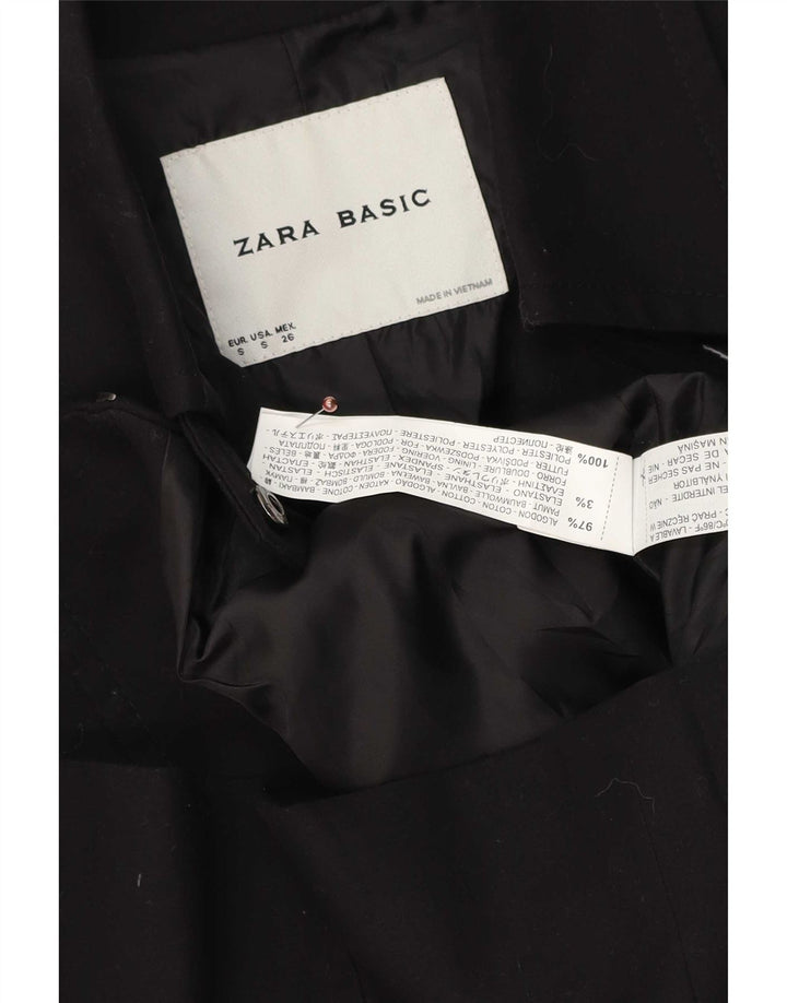 Jaqueta blazer feminina Zara com zíper completo Reino Unido 10 pequeno algodão preto