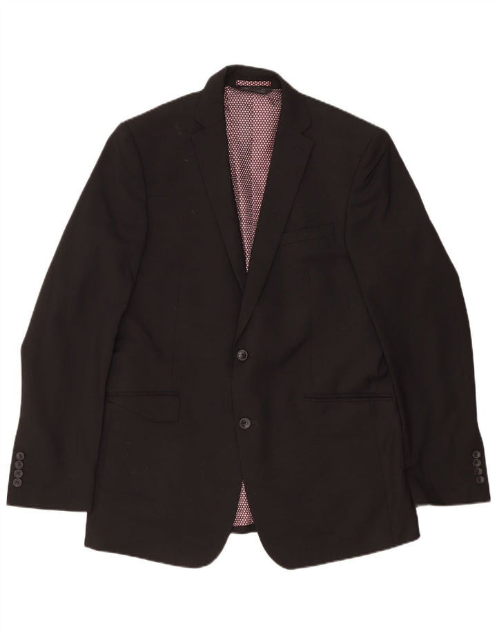Jaqueta blazer masculina Marks & Spencer Longline 2 botões Reino Unido 42 XL preta