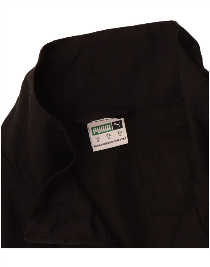 PUMA Womens Crop Graphic Tracksuit Top Jacket Reino Unido 14 Médio Preto Nylon