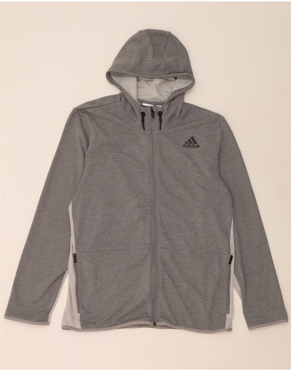 ADIDAS Mens Zip Hoodie Sweater XL Cinza Poliéster