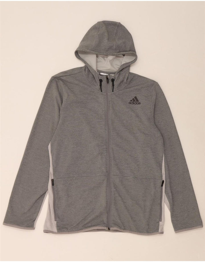 ADIDAS Mens Zip Hoodie Sweater XL Cinza Poliéster