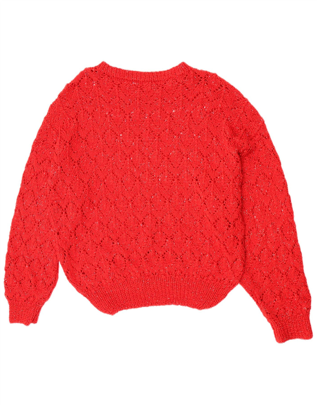 Suéter feminino vintage com gola canoa Reino Unido 16 grande vermelho