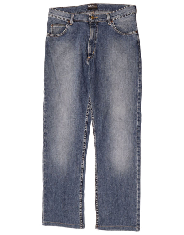 Lee Mens Brooklyn Straight Jeans W33 L30 Azul Algodão