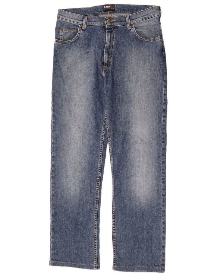 Lee Mens Brooklyn Straight Jeans W33 L30 Azul Algodão