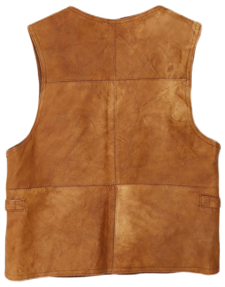 Jaqueta utilitária de couro masculina vintage UK 38 marrom médio