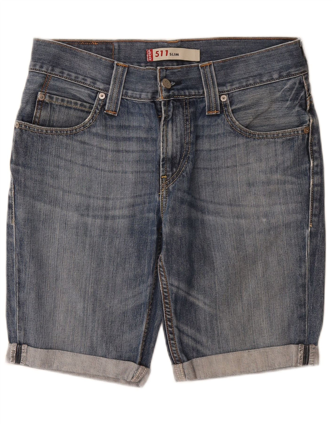 LEVI'S Mens 511 Slim Denim Shorts W32 Médio Algodão Azul