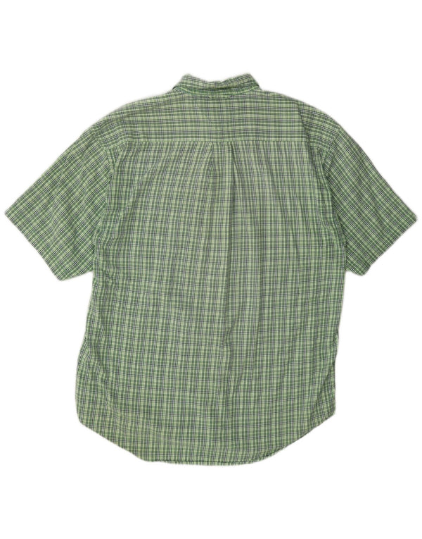 Tommy Hilfiger Camisa masculina de manga curta grande algodão xadrez verde