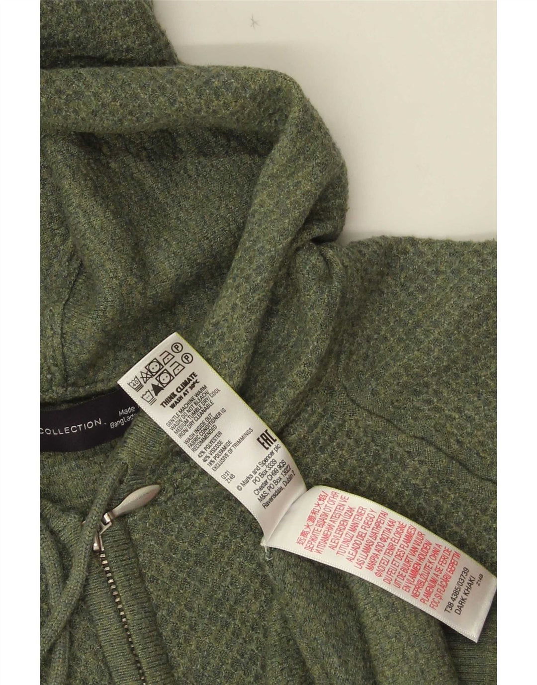 Suéter cardigã feminino com capuz Marks & Spencer Reino Unido 14 poliéster verde médio