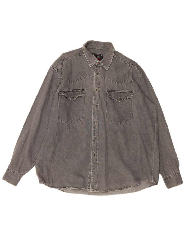 Camisa masculina vintage XL algodão cinza