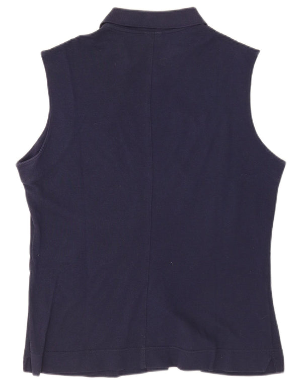 Camisa feminina sem mangas Lacoste tamanho 46 XL azul marinho algodão