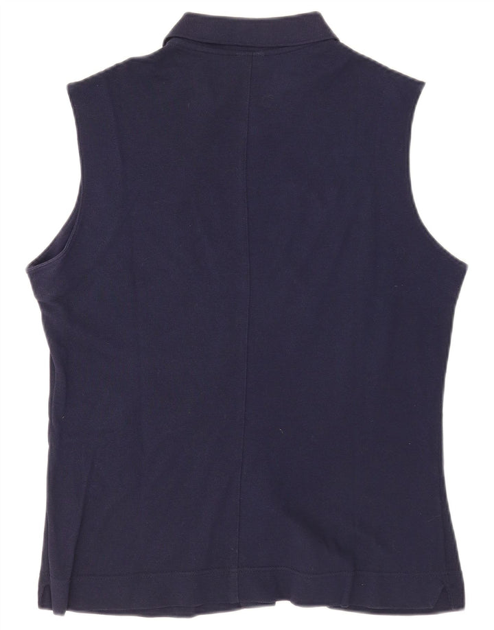 Camisa feminina sem mangas Lacoste tamanho 46 XL azul marinho algodão