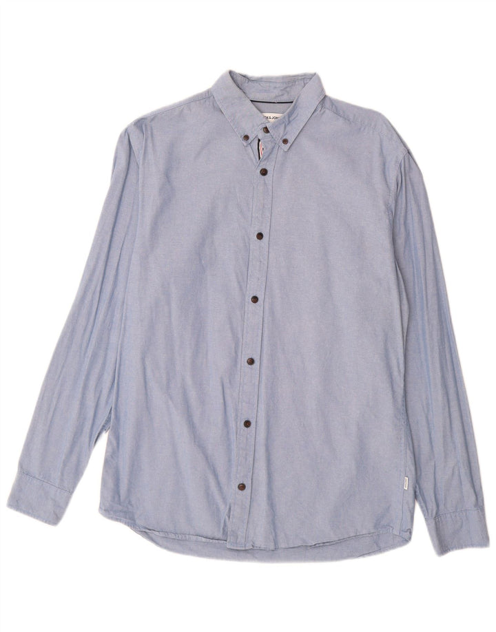 Camisa masculina Jack & Jones grande algodão azul