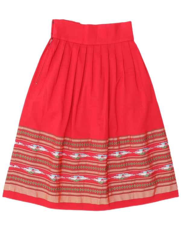 Saia feminina vintage cintura alta linha A pequena W26 vermelha geométrica étnica