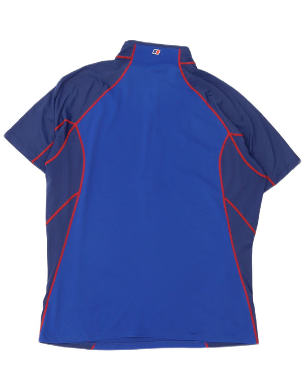 Camiseta masculina Berghaus com zíper e gola alta XL azul colorblock
