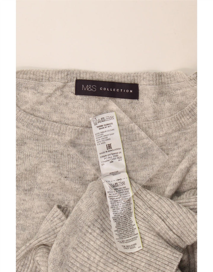 Suéter feminino Marks & Spencer com gola canoa Reino Unido 14 cinza médio manchado