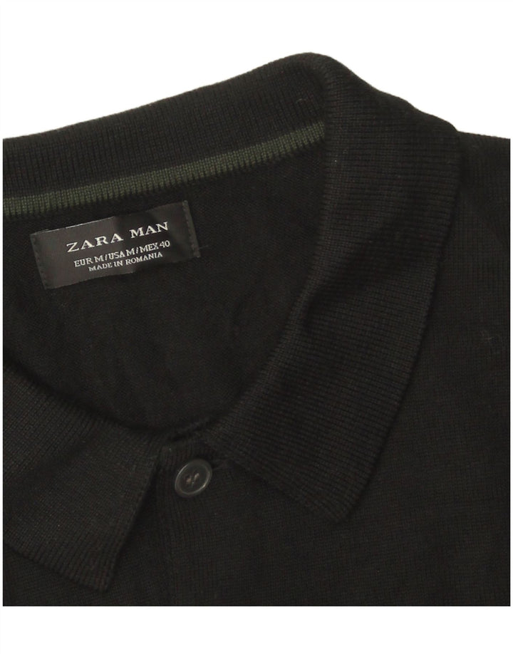 Zara Suéter masculino com gola polo e preto médio