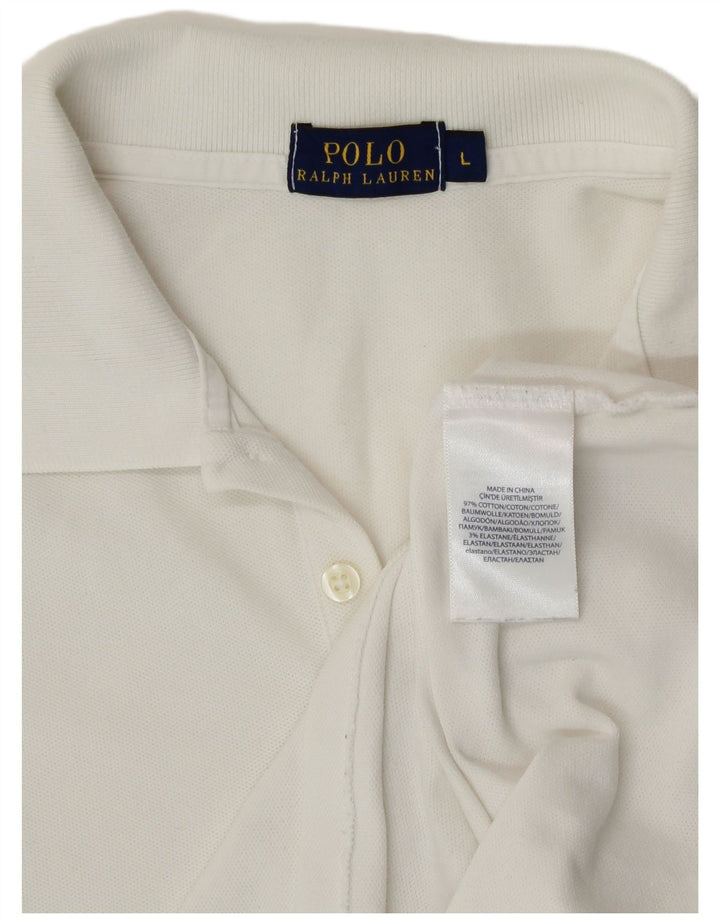 Camisa polo feminina Polo Ralph Lauren grande de algodão branco