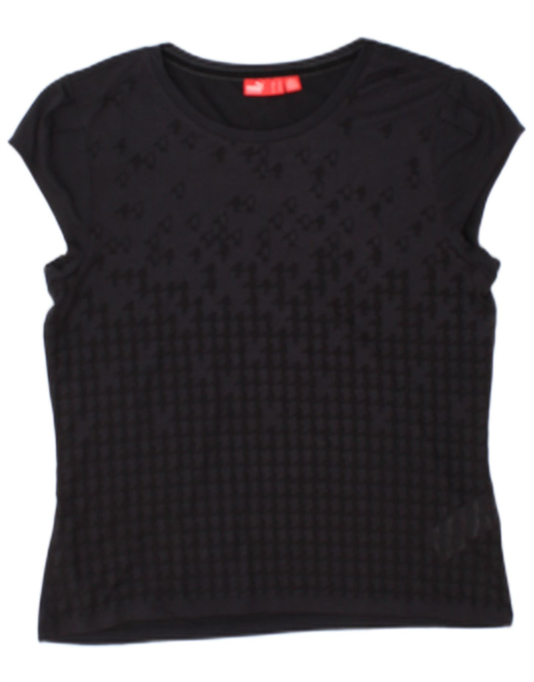 Puma feminino transparente top UK 12 médio azul marinho viscose geométrica